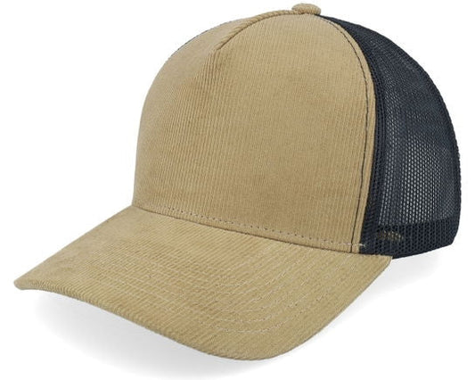 Wovencaps Unisex Khaki Black A-Frame Trucker Cap