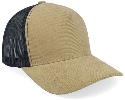 Wovencaps Unisex Khaki Black A-Frame Trucker Cap